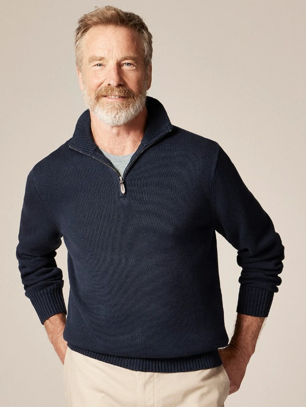 J Crew Heritage cotton quarter-zip sweater BT793 Size XXL